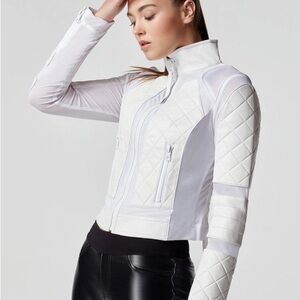 Blanc Noir - GENUINE CLASSIC LEATHER MESH MOTO JACKET WITH LACE UP BACK IN WHITE